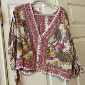 Free people cropped flowy longer sleeved top